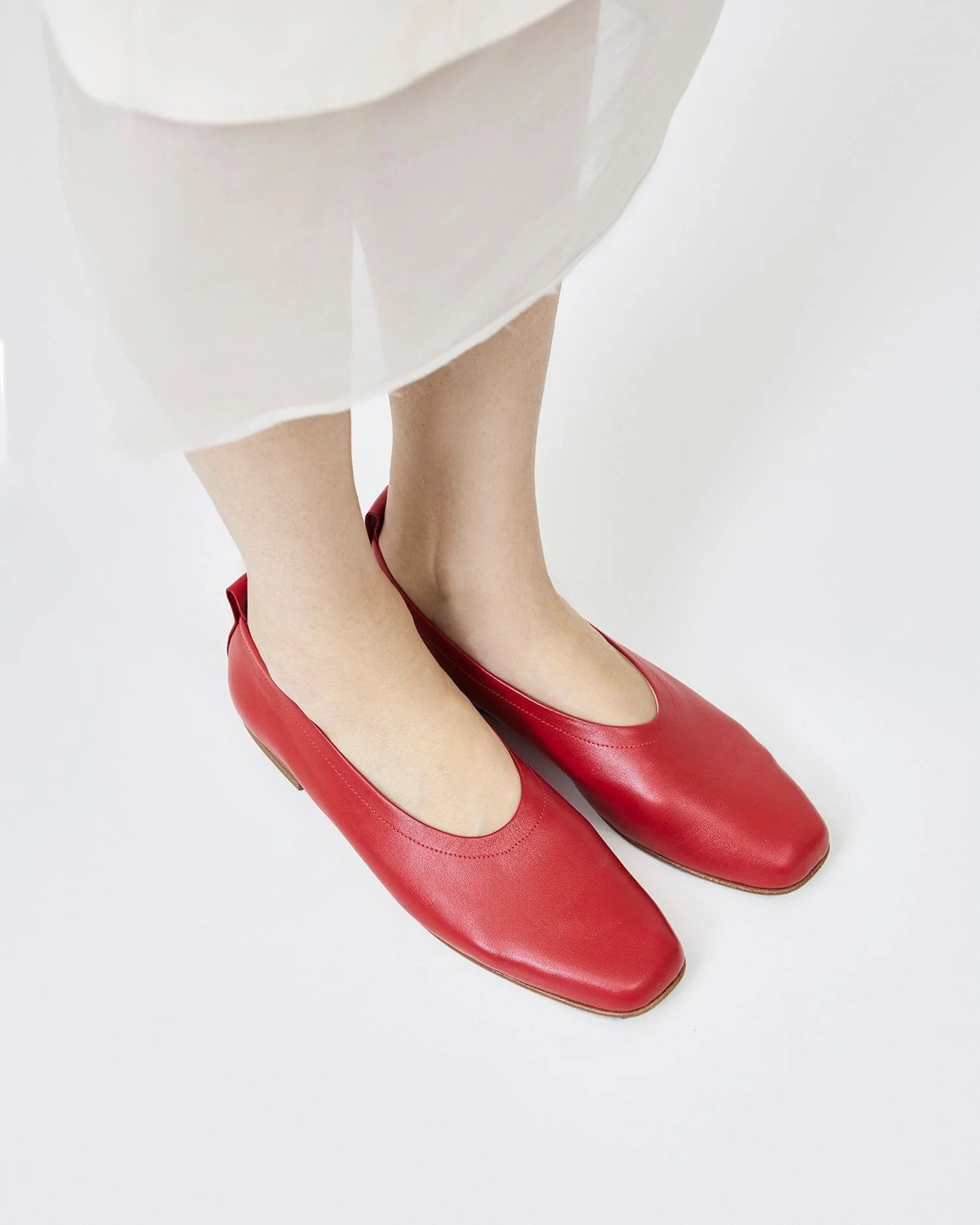 Leather Ballet Flats | Red