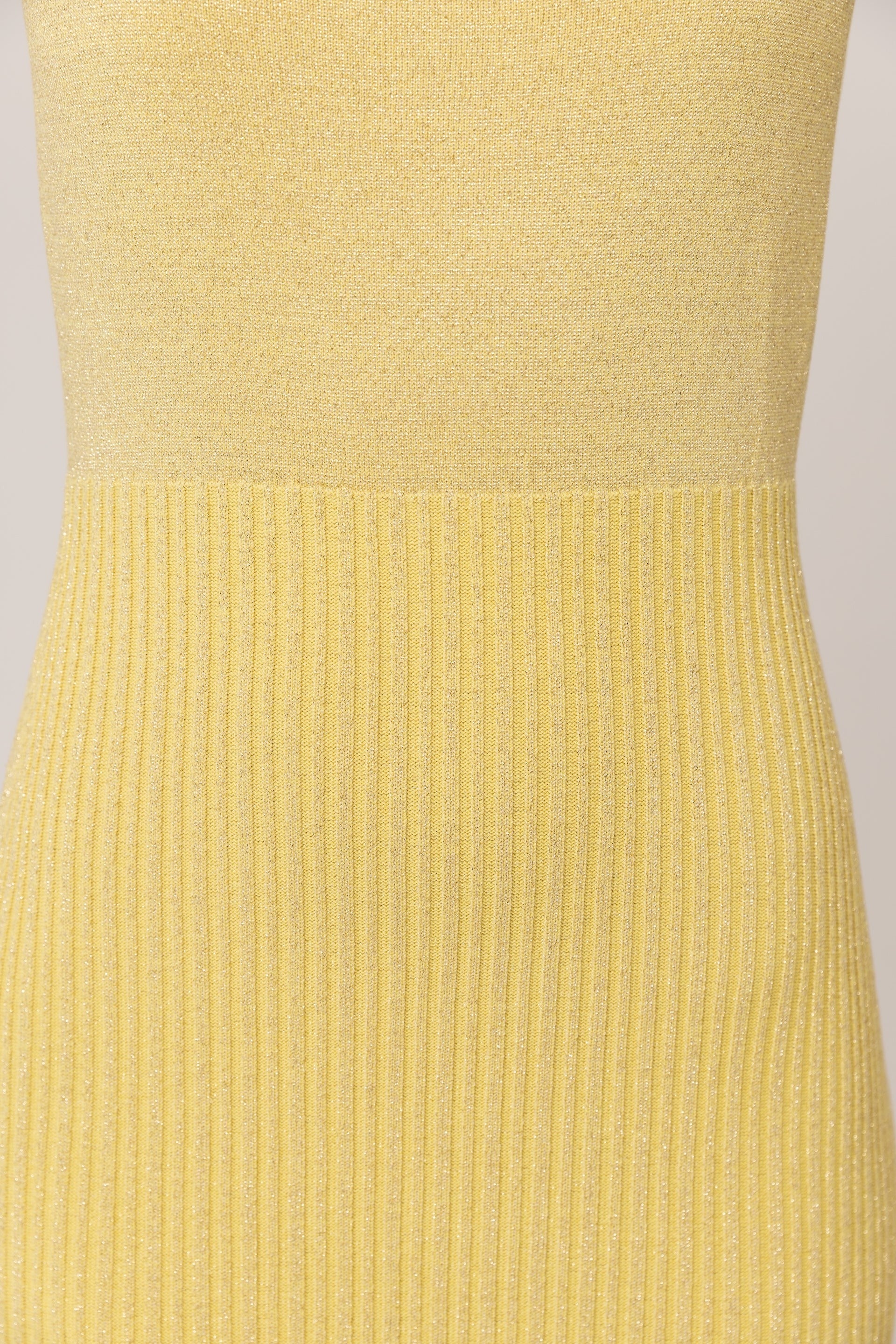 Yellow Metallic Knit Dress