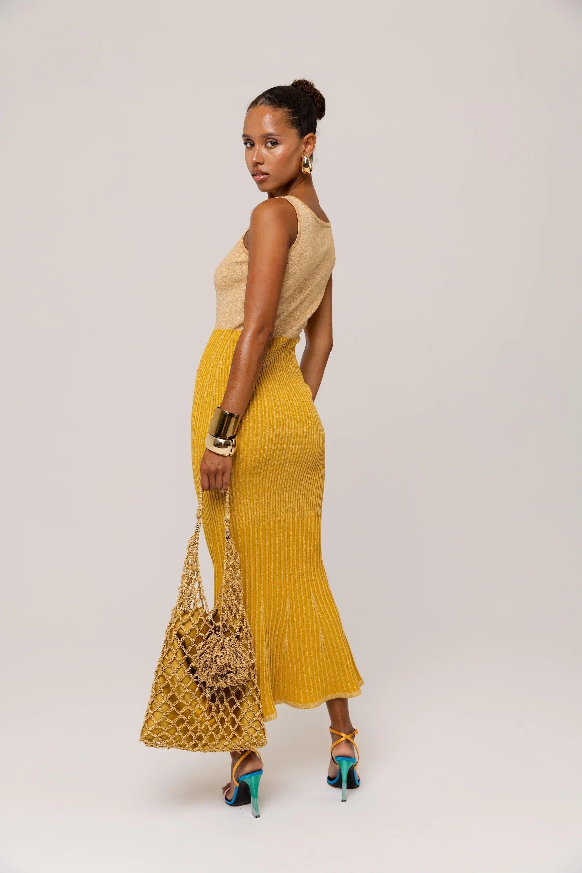 Golden Hour Metallic Knit Dress