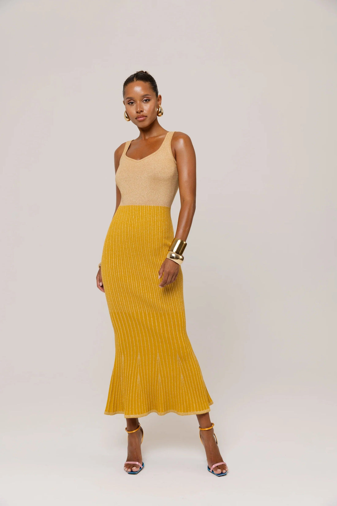 Golden Hour Metallic Knit Dress