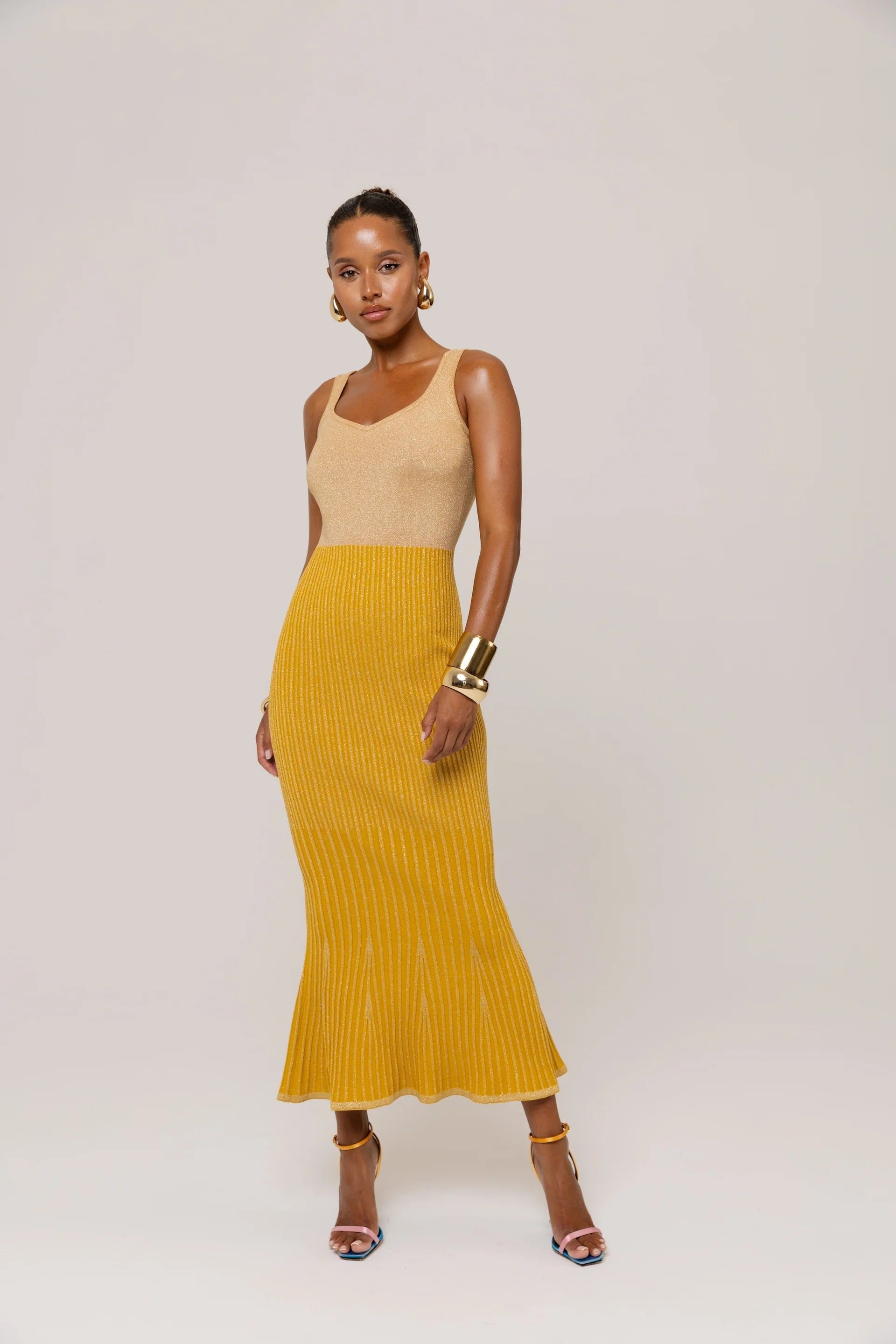 Golden Hour Metallic Knit Dress