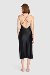 Organic Silk Slip Dress in Black