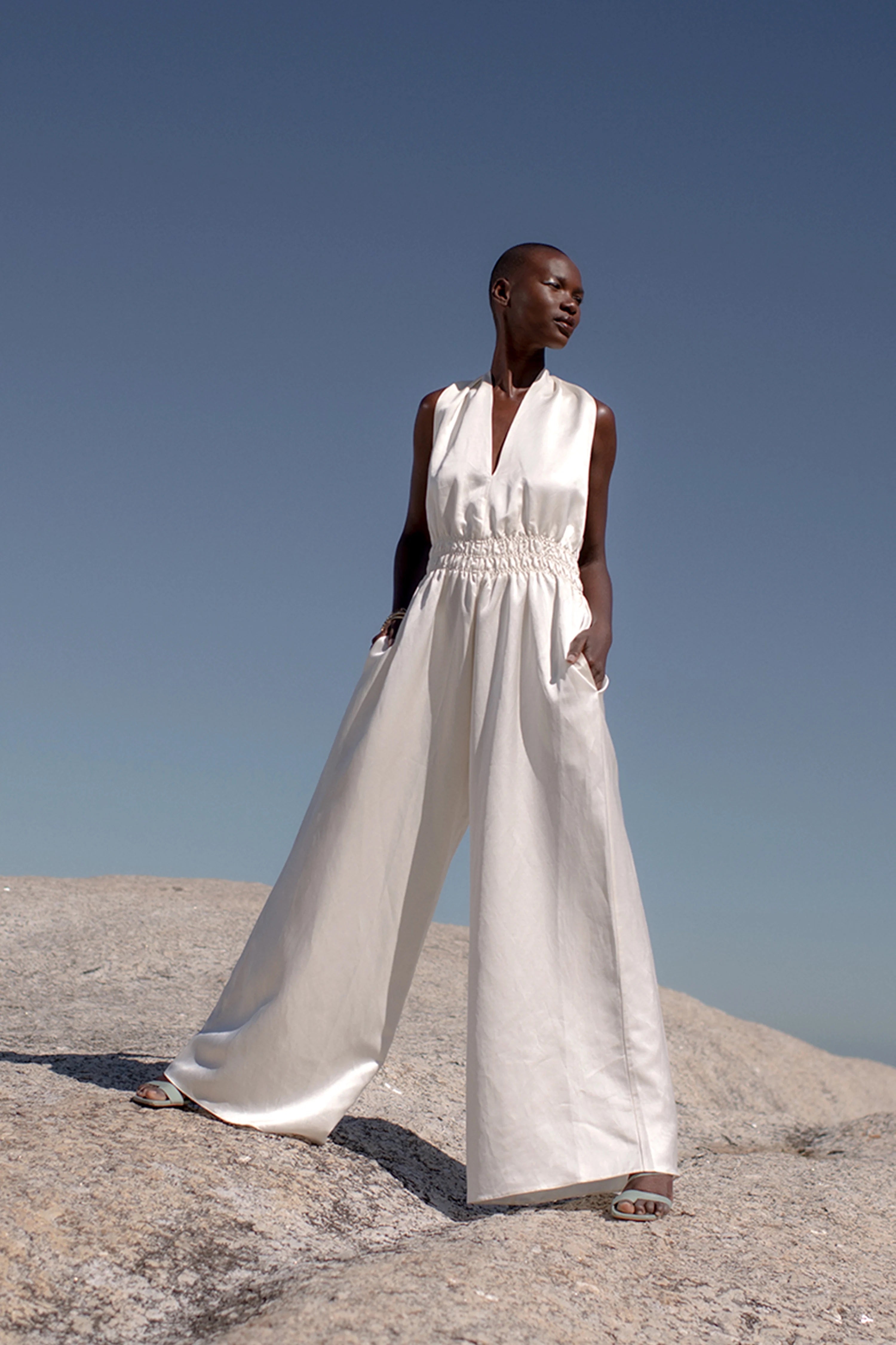 Claudia White Halter Jumpsuit