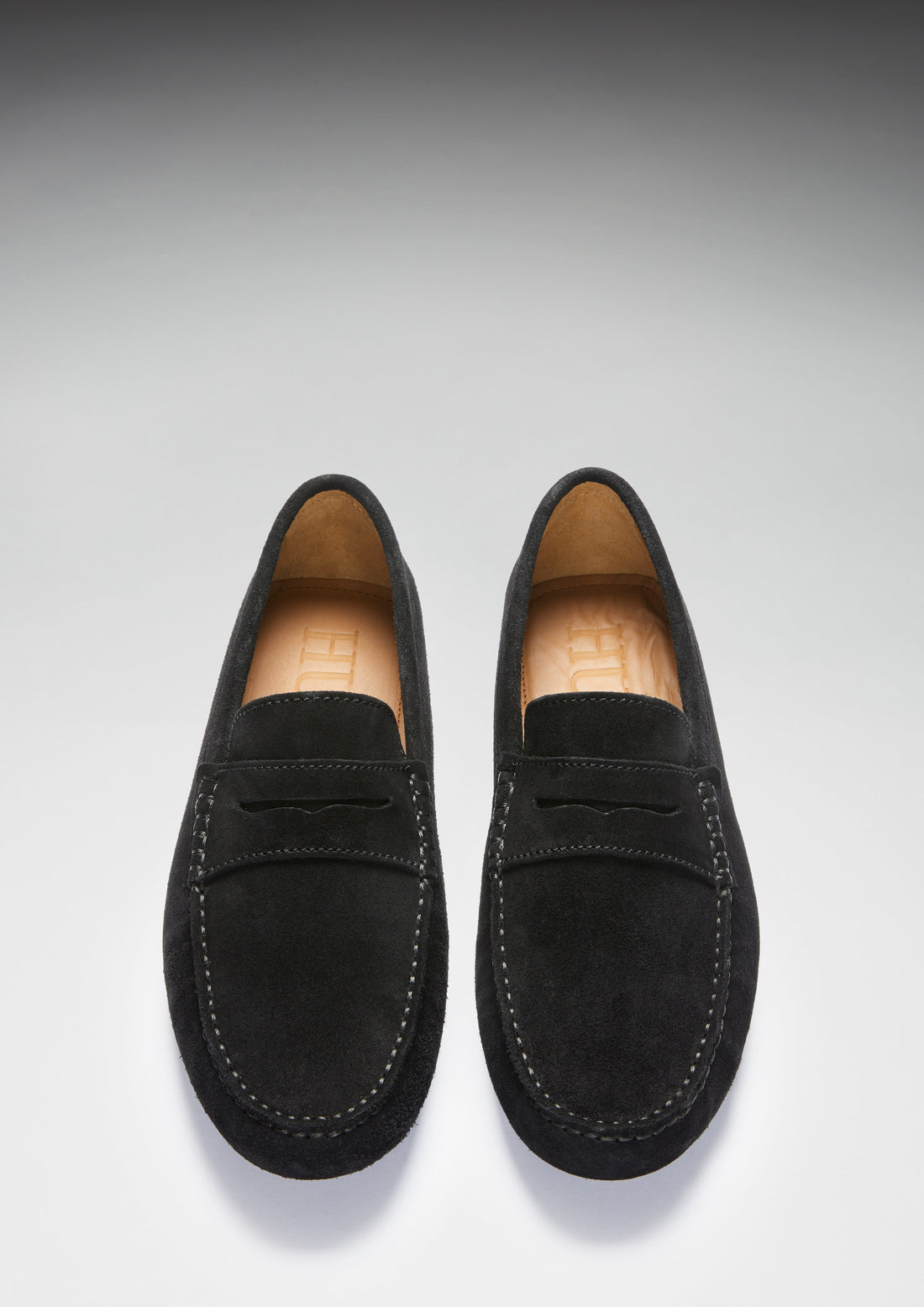 Men's Suede Penny Driving Loafers | Black