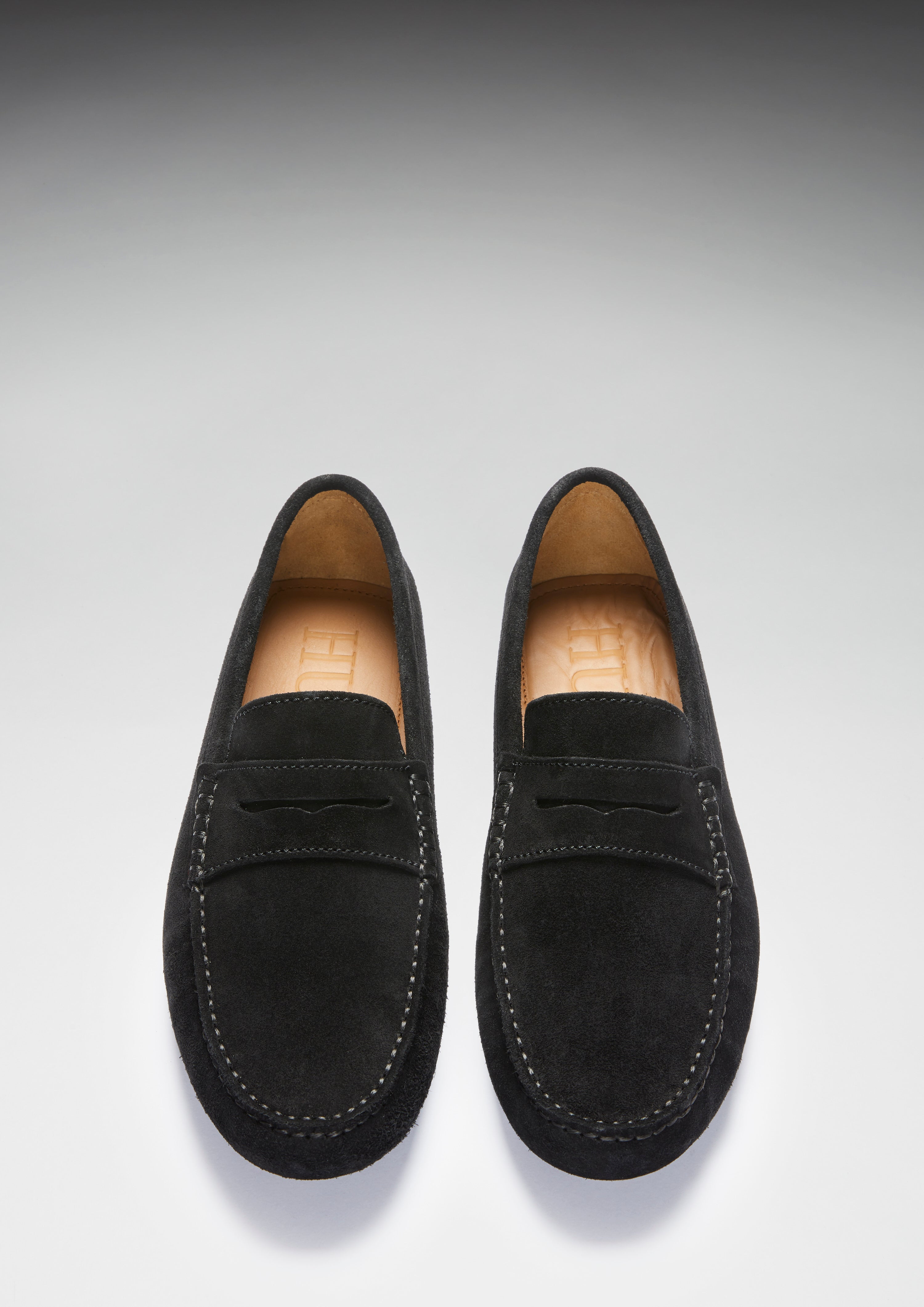 Men's Suede Penny Driving Loafers | Black