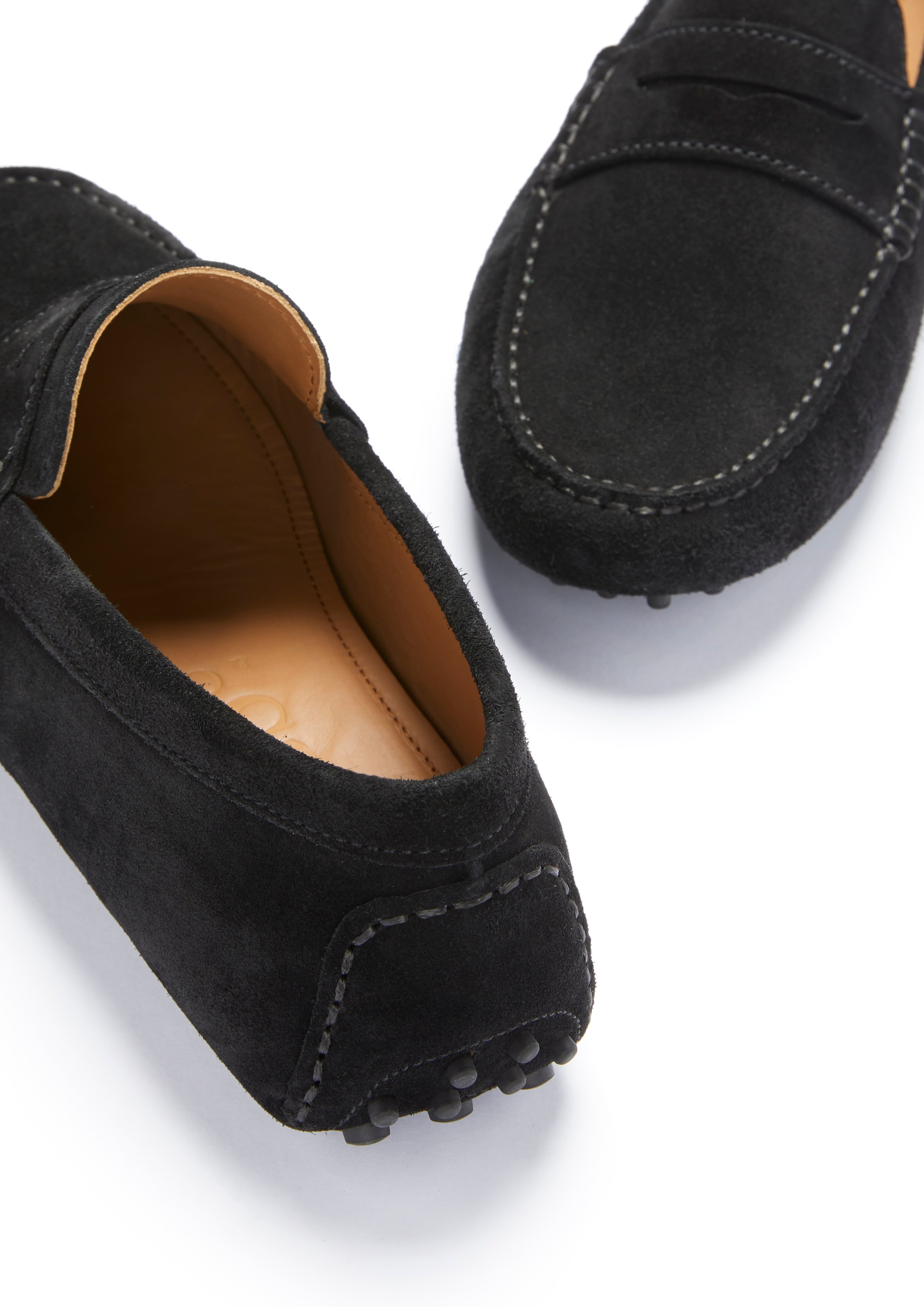 Men's Suede Penny Driving Loafers | Black