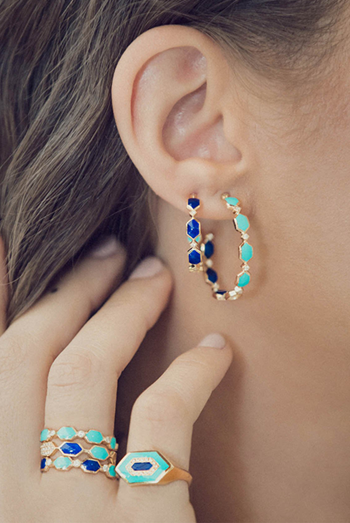 Ocean Shade Enamel Hoop Earrings