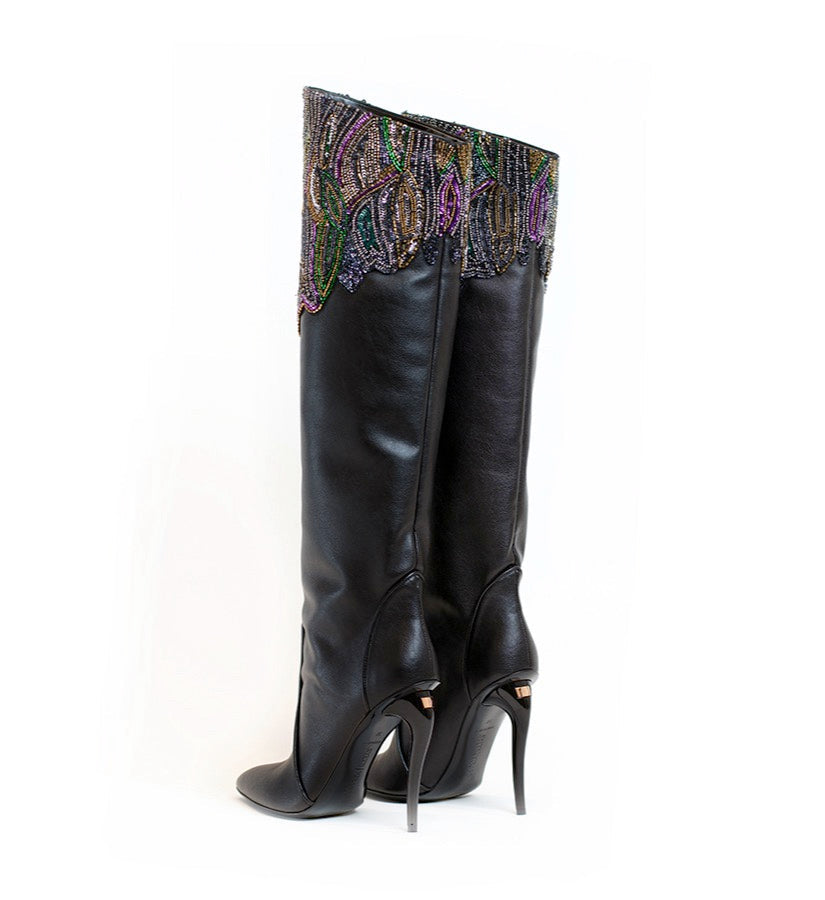 Persephone Embellished Vegan Leather Over-the-knee Boots