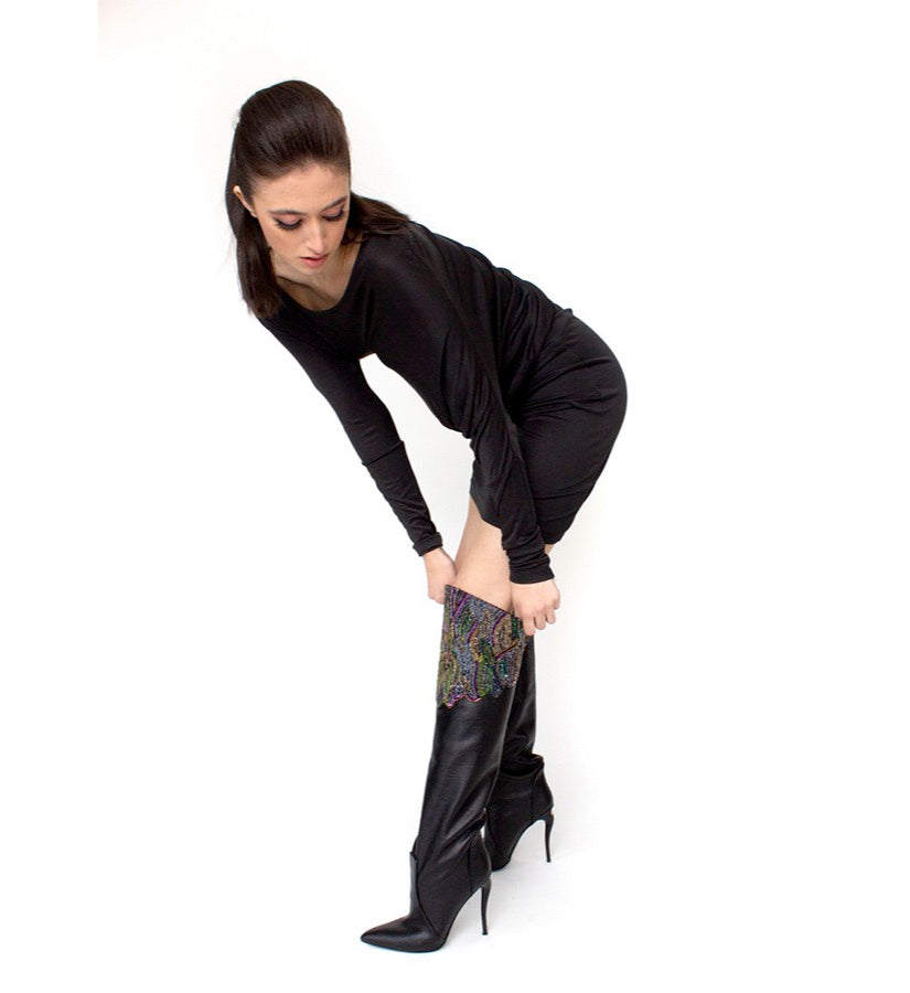 Persephone Embellished Vegan Leather Over-the-knee Boots