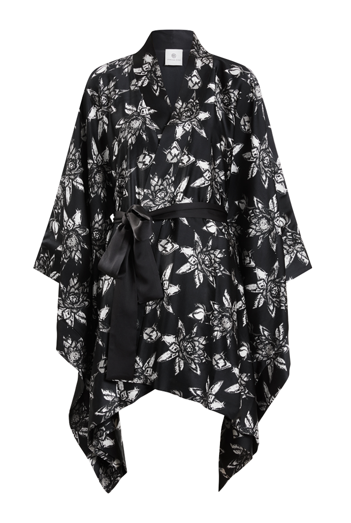 Organic Peace Silk Short Kimono Gown