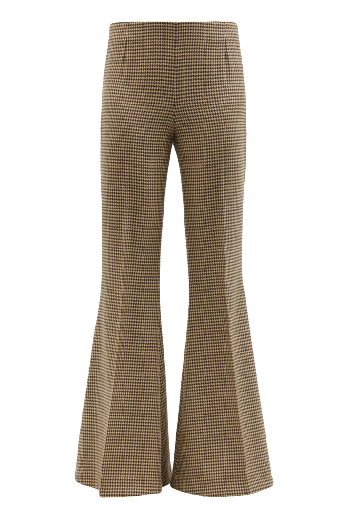 Mona Houndstooth-check Wool Flared-leg Trousers