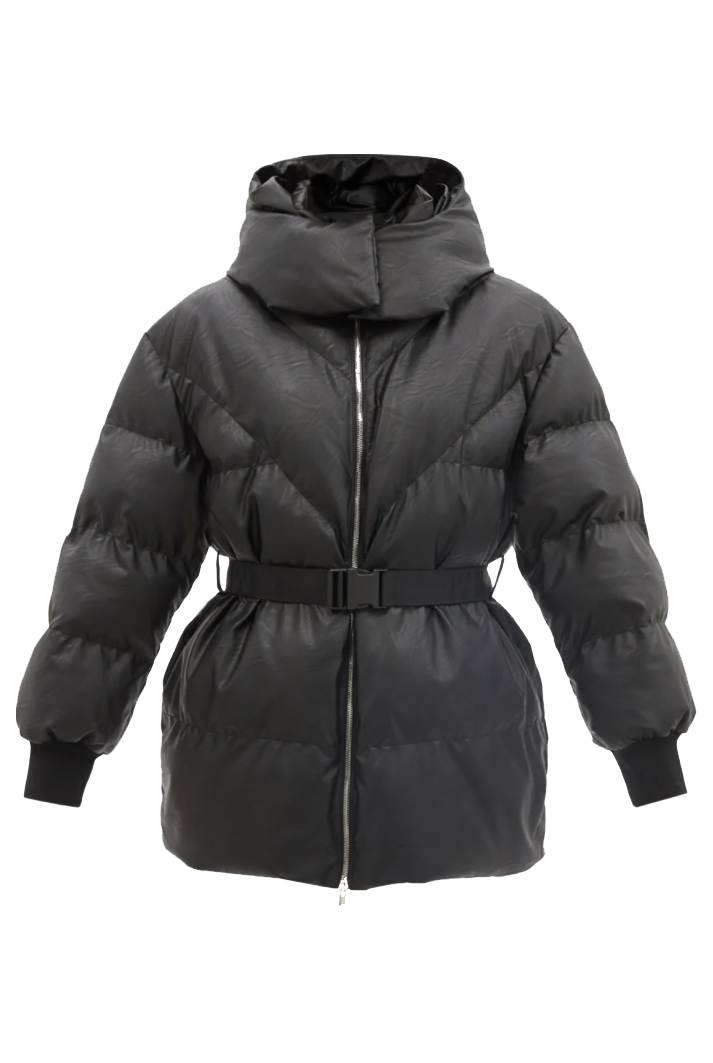 Kayla Hooded Quilted Faux Leather Jacket