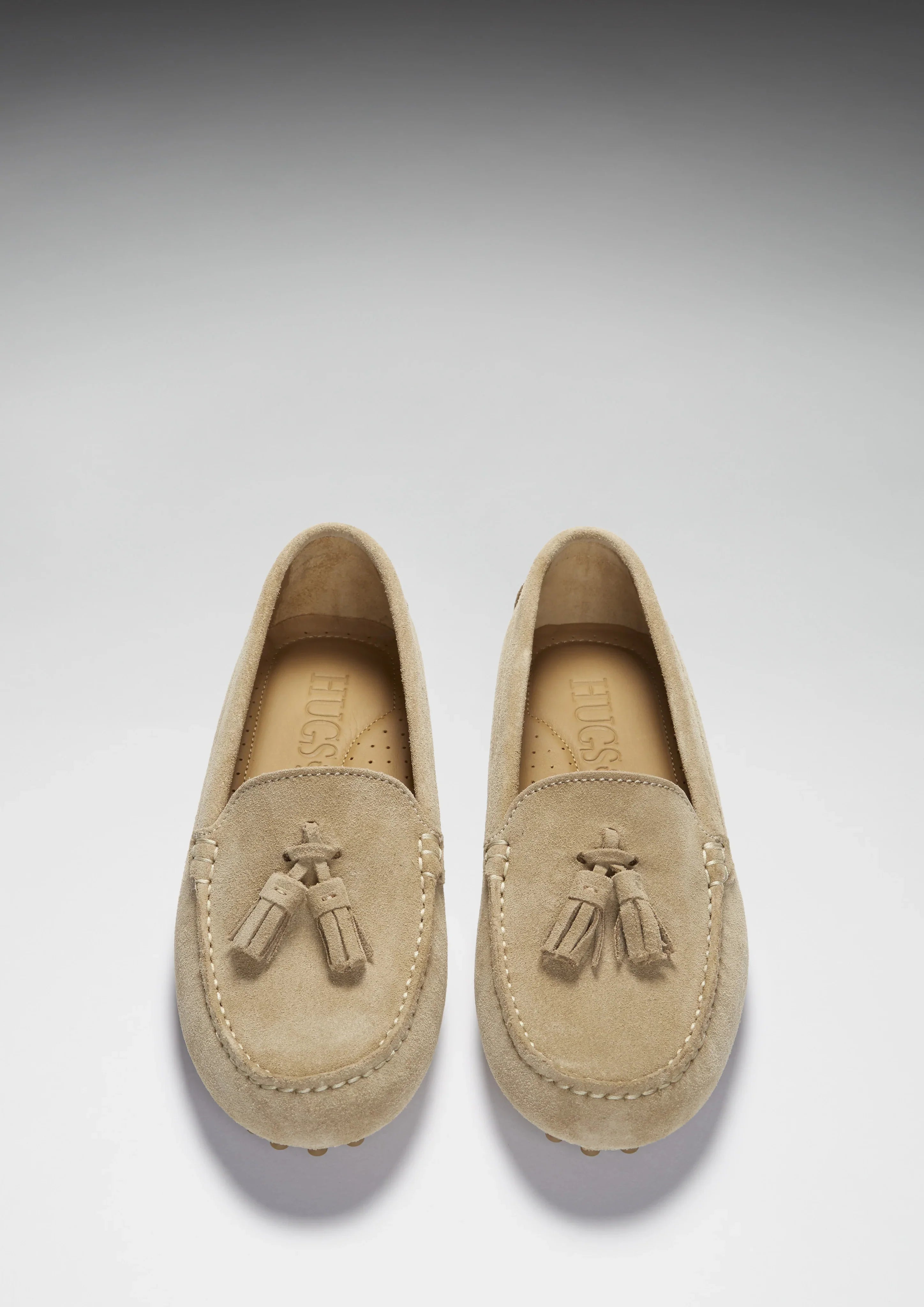 Women's Tasselled Driving Loafers | Taupe Suede