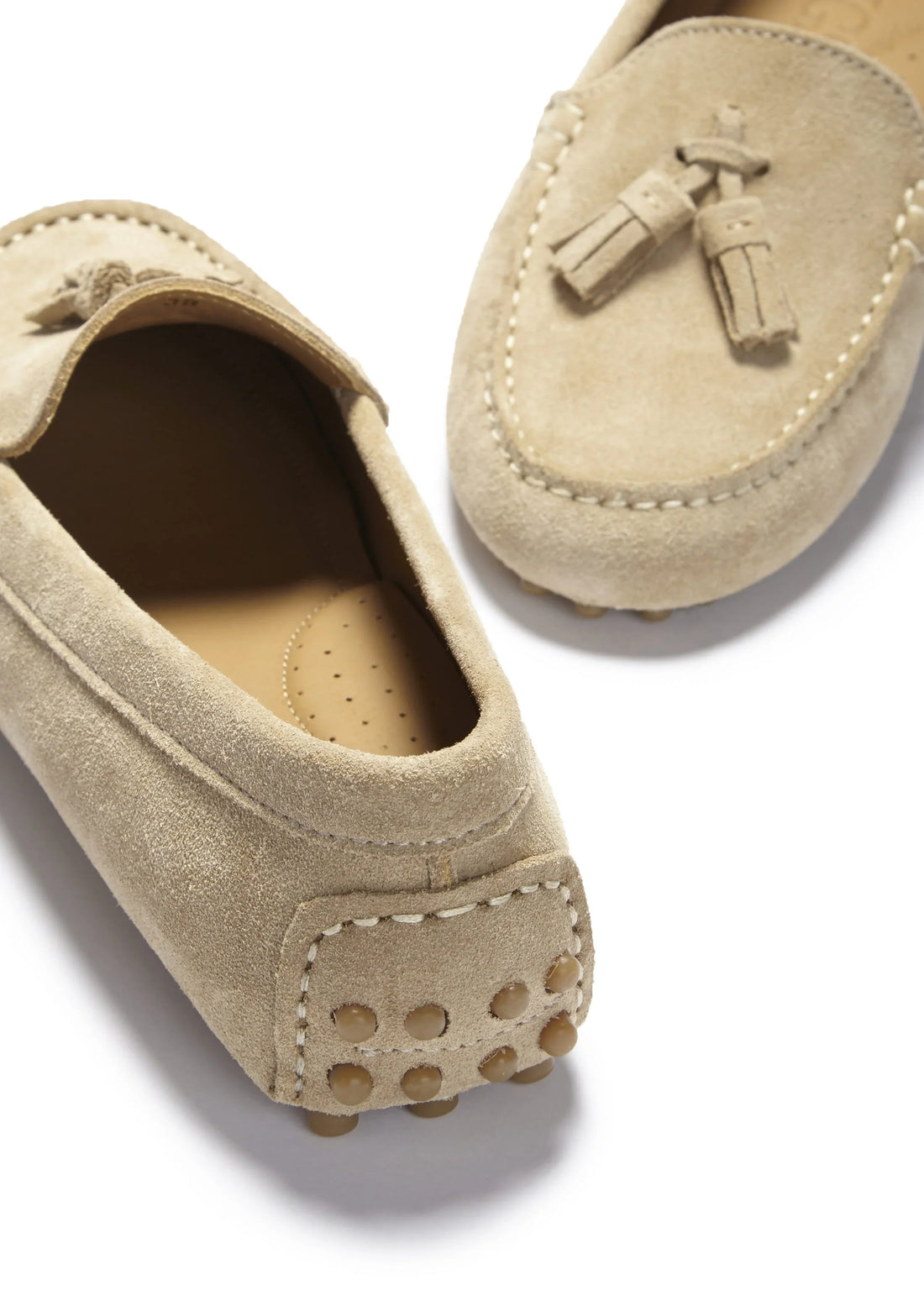 Women's Tasselled Driving Loafers | Taupe Suede