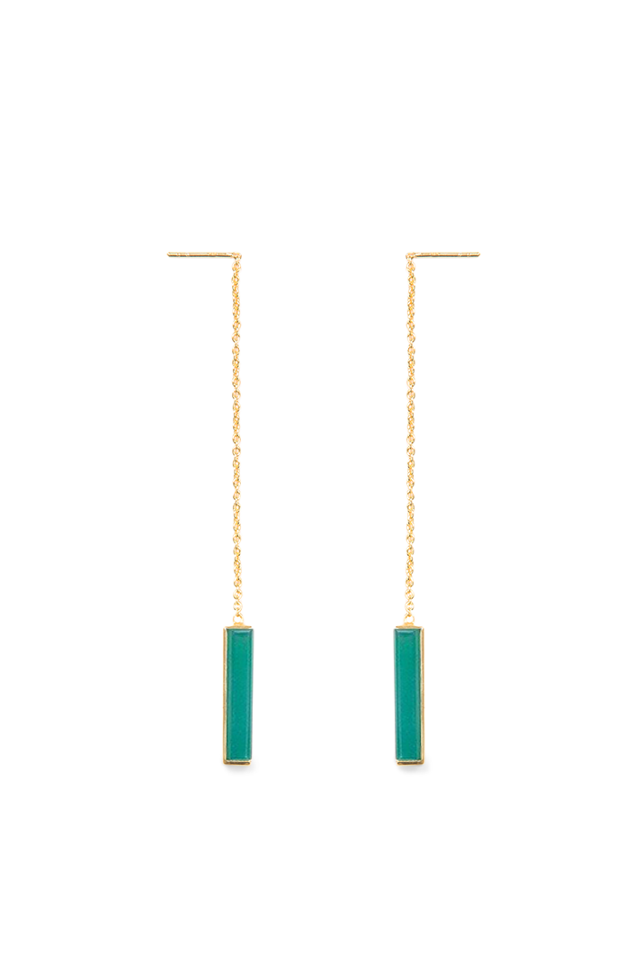 Urban Chain Earrings with Green Onyx