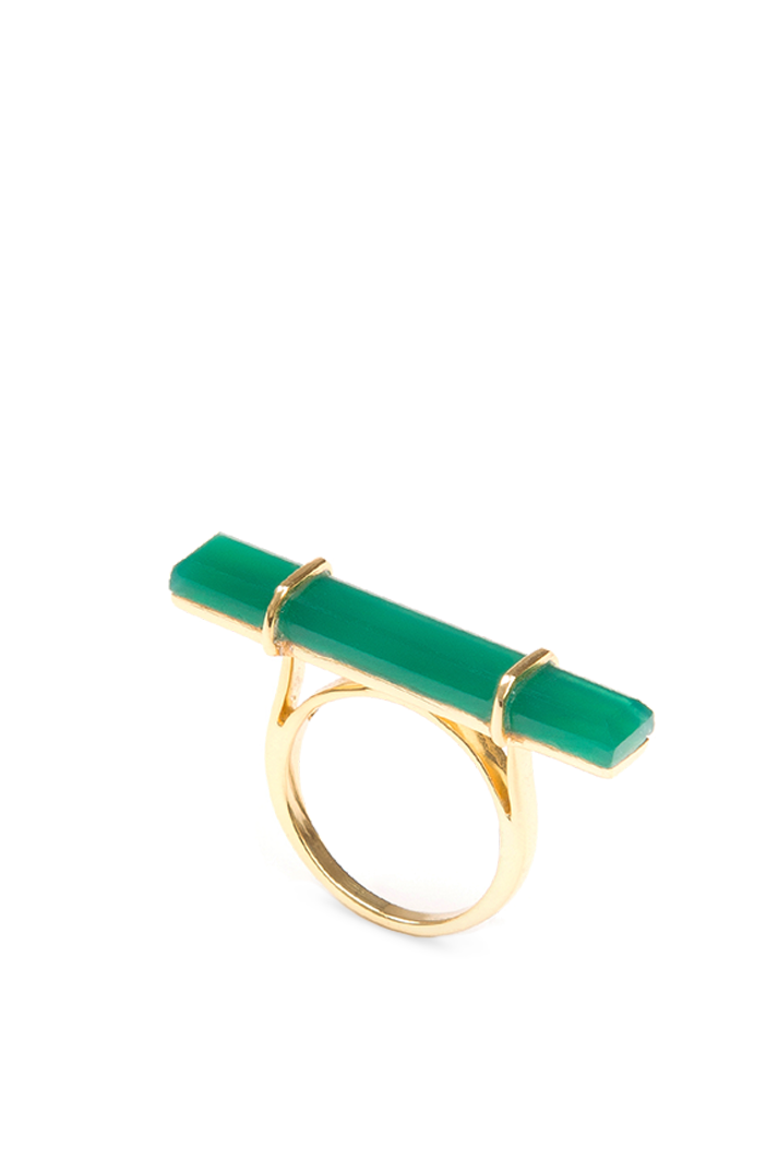 Urban Bar Ring with Green Onyx