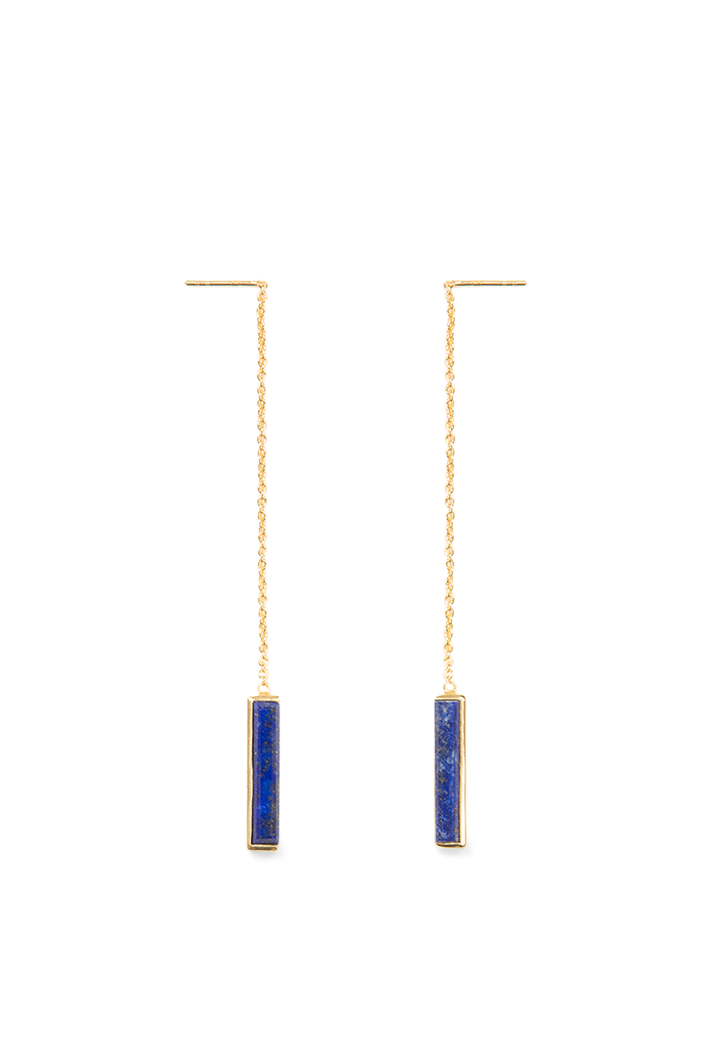 Urban Chain Earrings with Lapis Lazuli