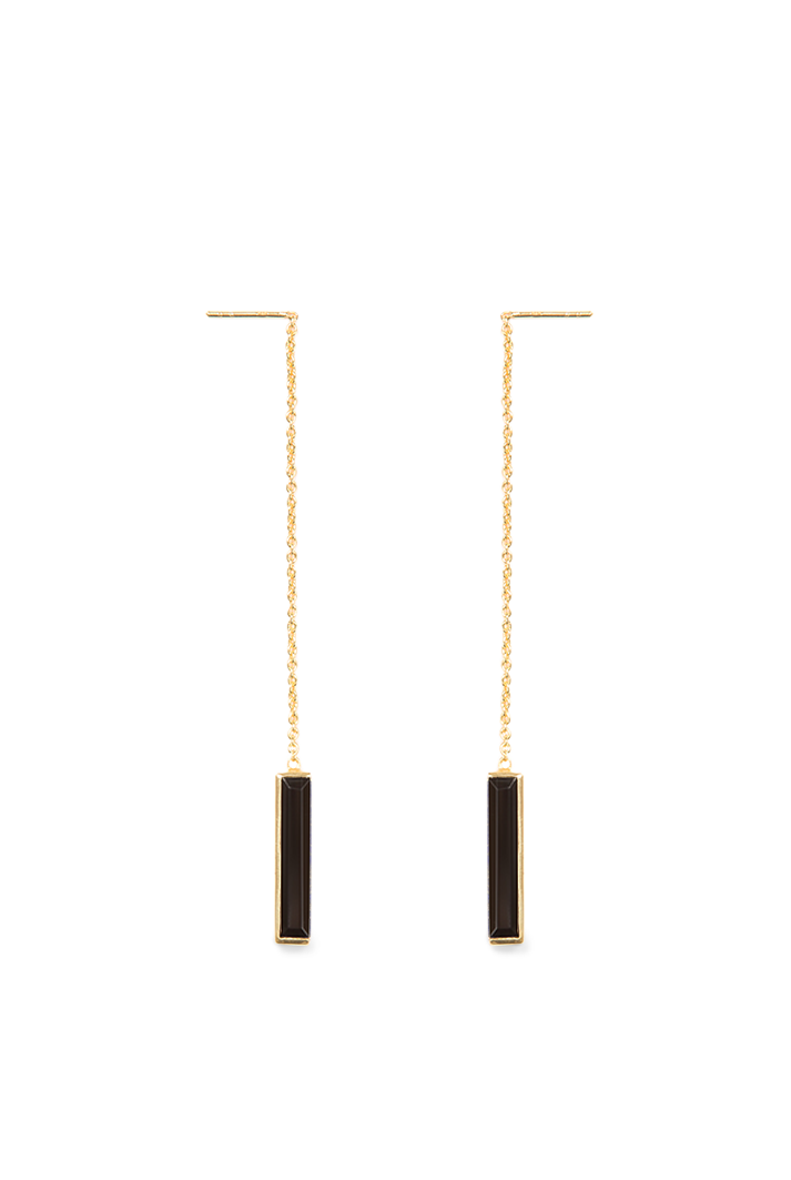 Urban Chain Earrings with Black Onyx