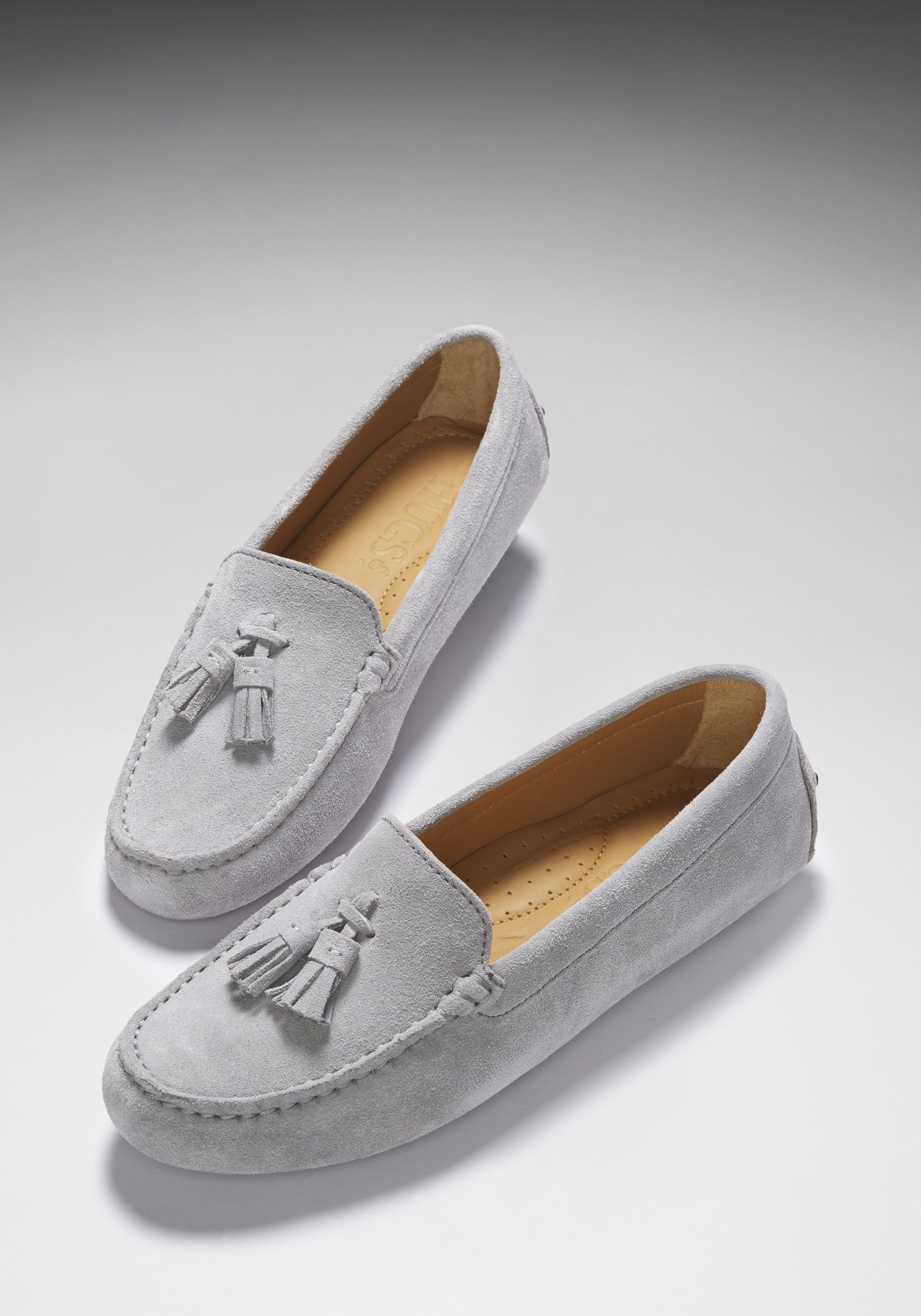 Women’s Dove Grey Suede Tassel Driving Loafers