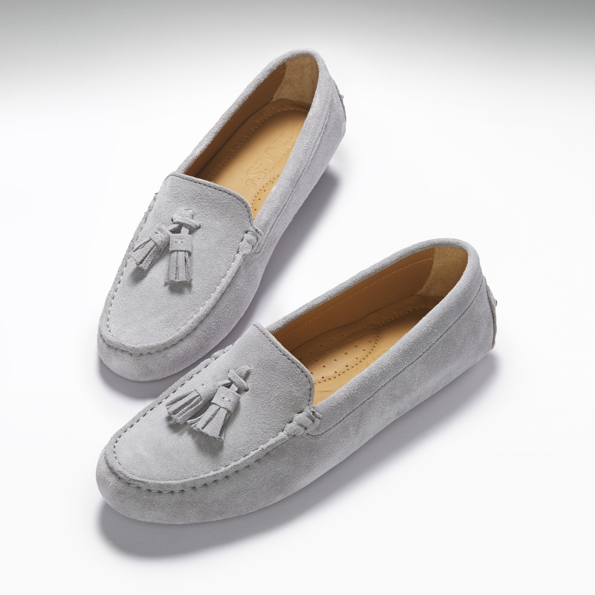 Women’s Dove Grey Suede Tassel Driving Loafers
